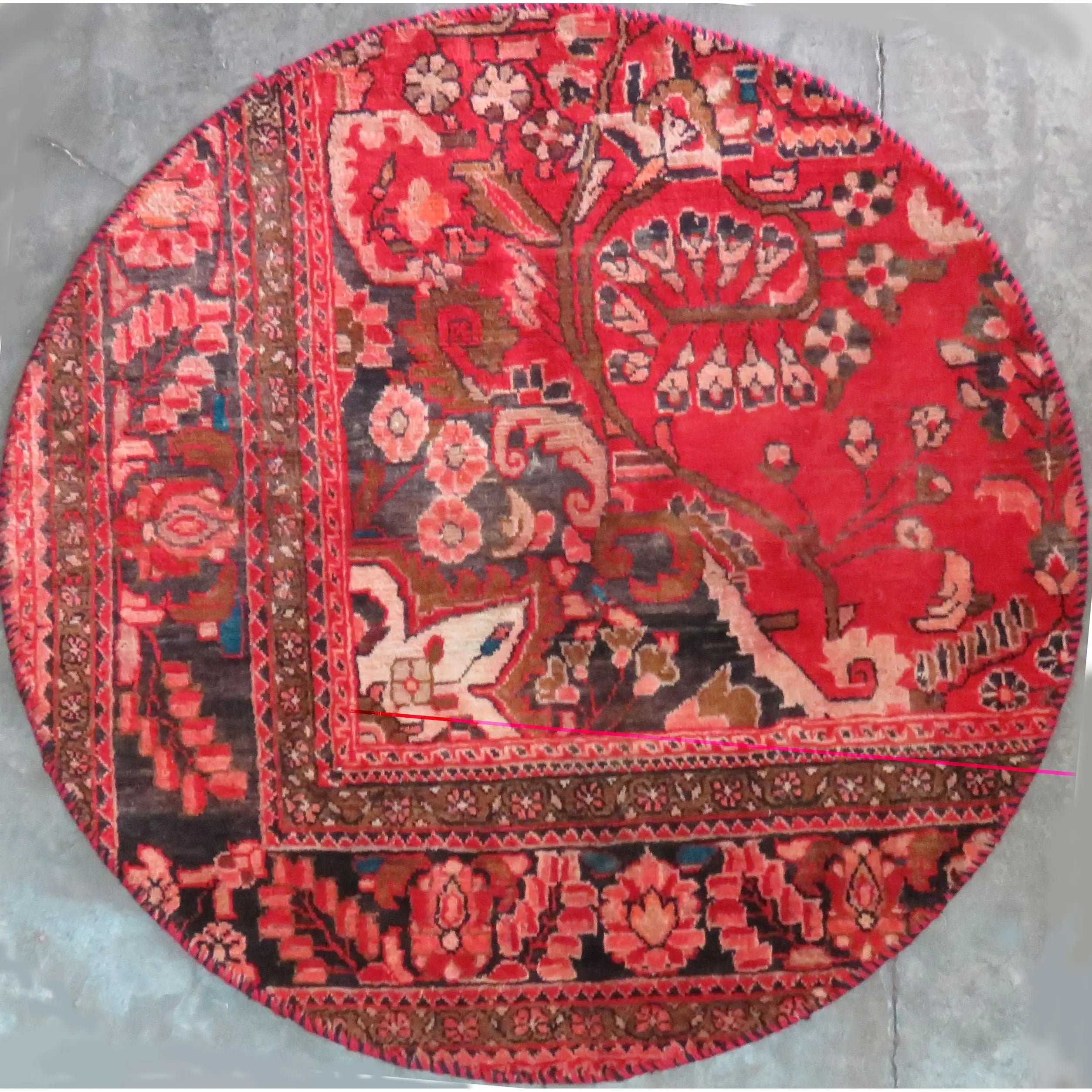 One Of The Kind Hand-Knotted Persian Wool Rug _ Luxurious Vintage Design, 3'6" x 3'6", Artisan Crafted